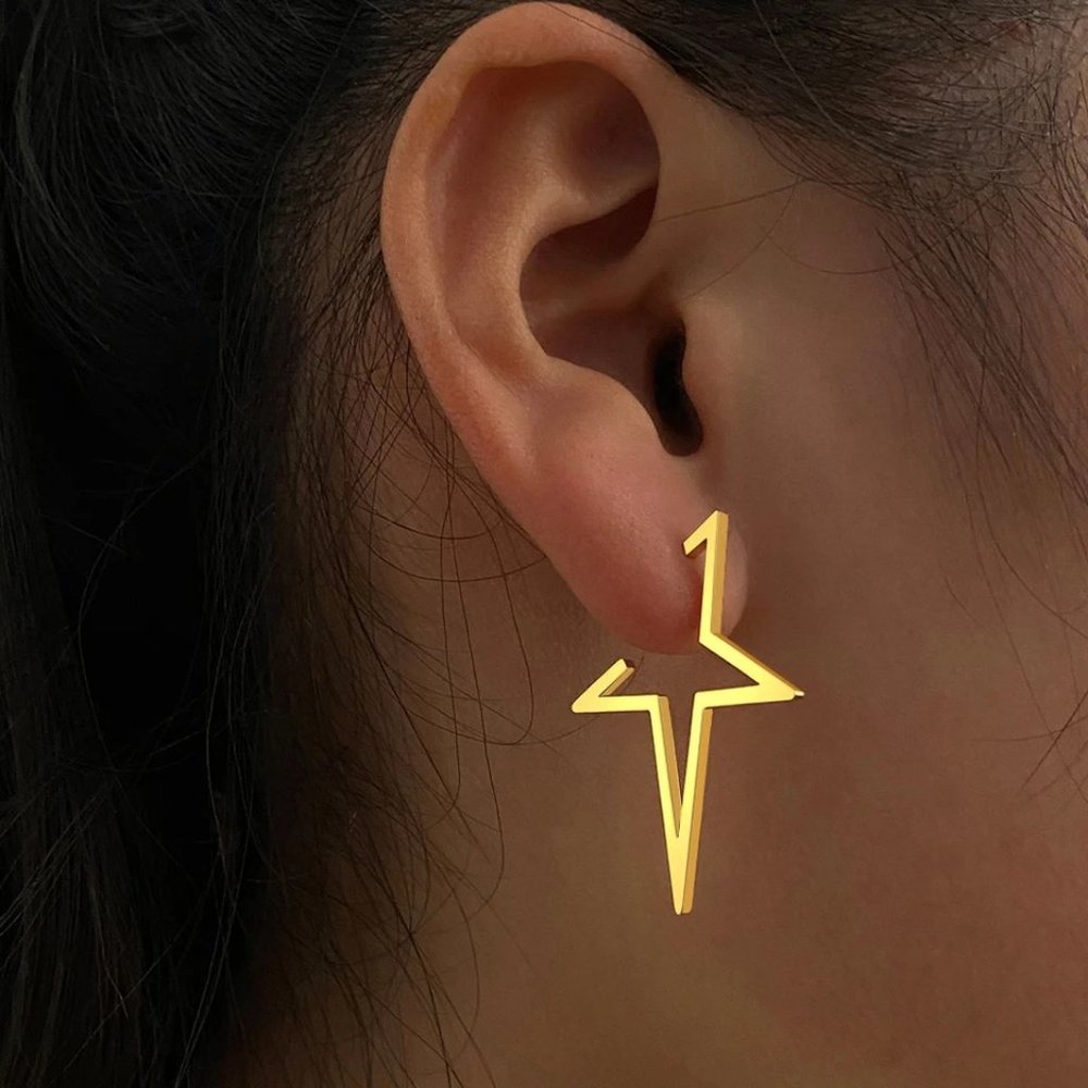 Gold Star Earrings - Picture 2 of 3
